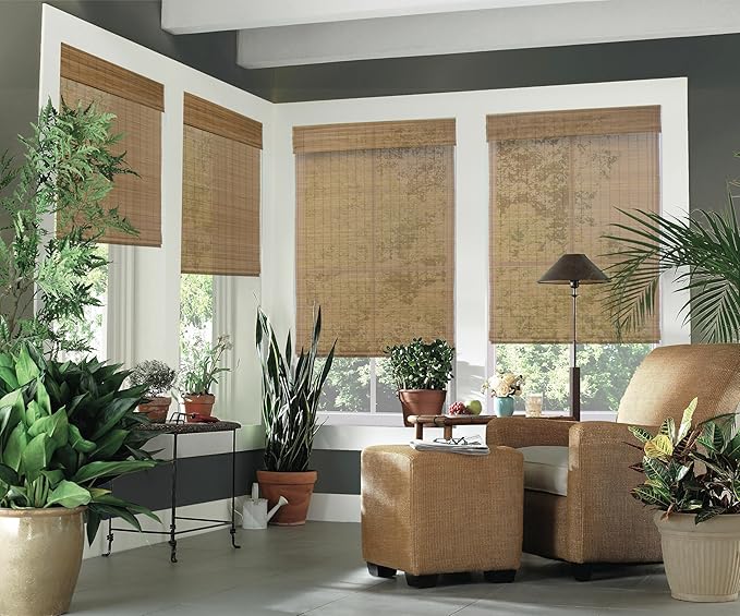 Cordless Woven Wood Roman Shades, 32W x 72H, Bamboo Mesh Natural, Sizes 20-72 by FirstRateBlinds