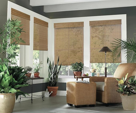 Cordless Woven Wood Roman Shades, 72W x 60H, Bamboo Mesh Natural, Sizes 20-72 by FirstRateBlinds