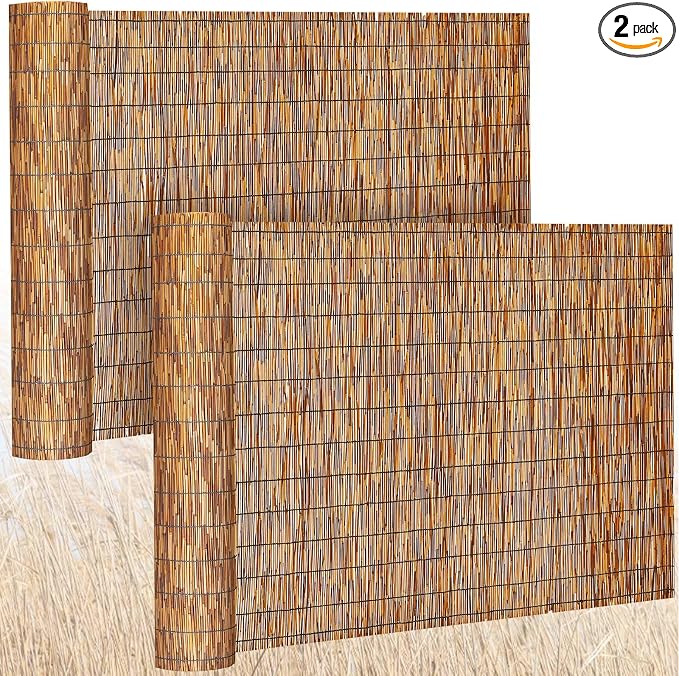 Barydat 2 Pcs 6 x 16.4 ft Reed Fence Roll, 85% Shade Bamboo Privacy Screen by home