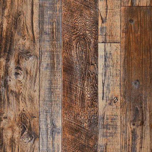WENMER 17.71" x 590" Brown Wood Wallpaper Peel and Stick Wallpaper Shiplap Self by WENMER