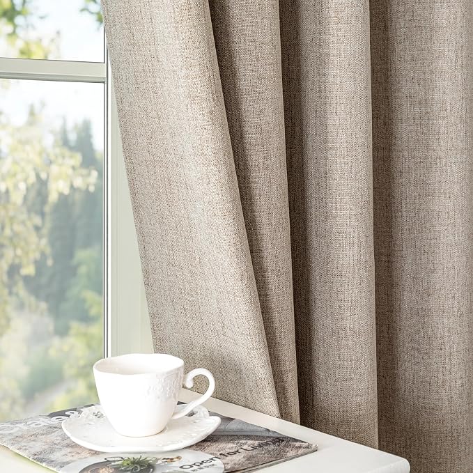 IGEMAEVE Linen Blackout Curtains 84 Inch Length 2 Panels Set, 100% Black Out - Image 8