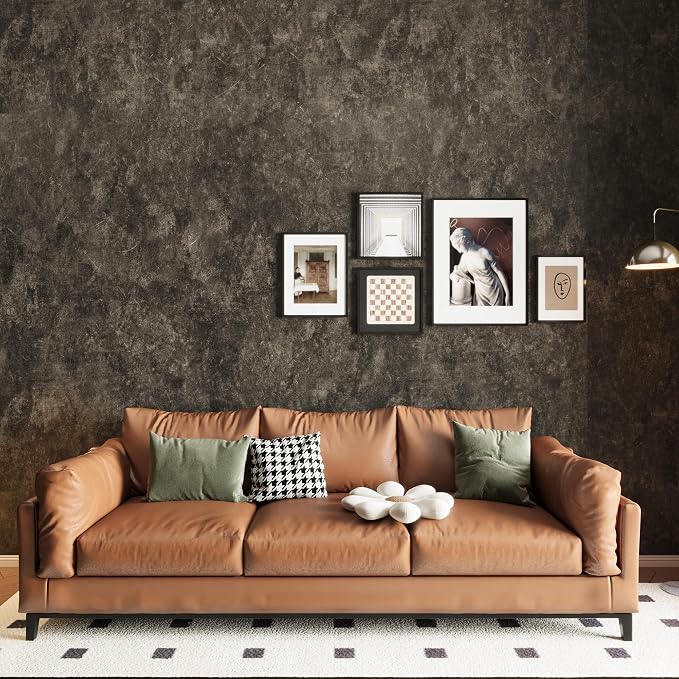 3yecao 16"×118" Thick Dark Tan Grey Concrete Wallpaper Peel and Stick Glossy - Image 3