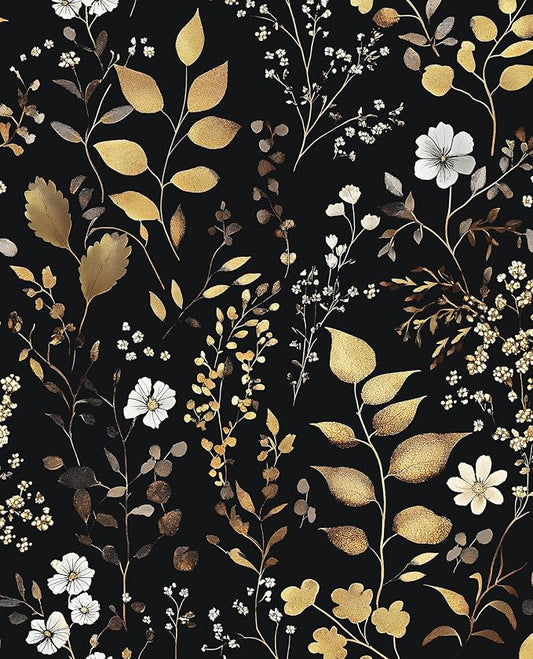 Laatse Boho Wallpaper Peel and Stick Dark Floral Wallpaper 17.5in x393in by Laatse