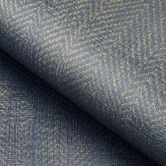 FunStick 24"x200" Dark Blue and Gold Grasscloth Peel and Stick Wallpaper by FunStick