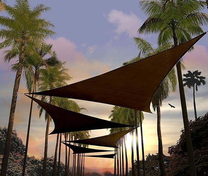 Amgo Custom Size 13' x 13' x 13' Brown Triangle Sun Shade Sail UPF50+ AGTAPRT12, Order to Make Canopy Awning, 95% UV Blockage, Water & Air Permeable, Commercial Standard (We Customize)