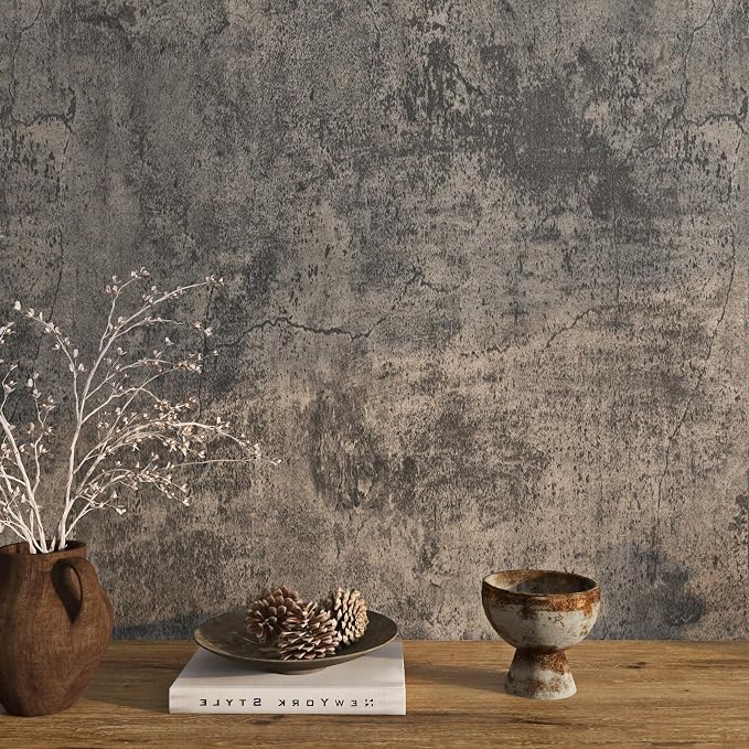 Livelynine 15.8x197 Concrete Limewash Peel and Stick Dorm Wallpaper Removable by Livelynine