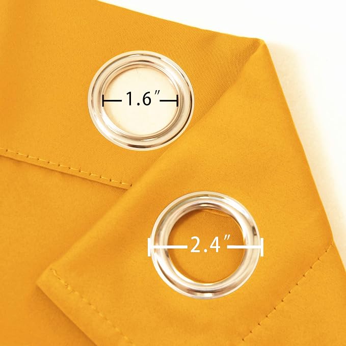LEMOMO Yellow Blackout Curtains 34 x 84 Inches Long/Set of 2 Curtain - Image 5