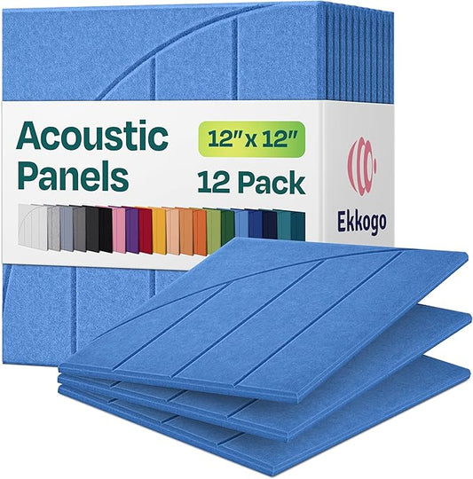 Acoustic Panels 12-Pack Soundproof Wall Panels 12"x12"x0.4" Decorative Sound by EkkogoAcousticPanels