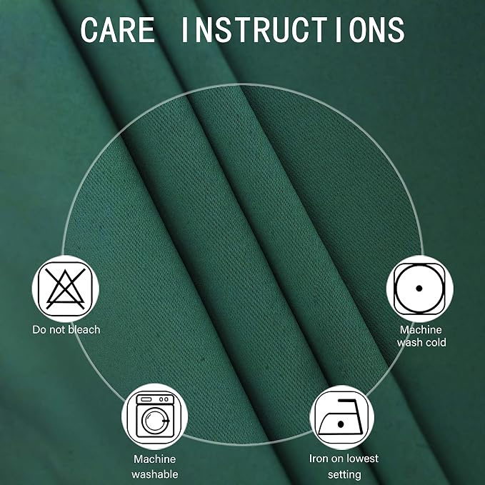 LEMOMO Dark Green Bedroom Blackout Curtains/52 x 54 Inch Long/Set of 2 Curtain - Image 4