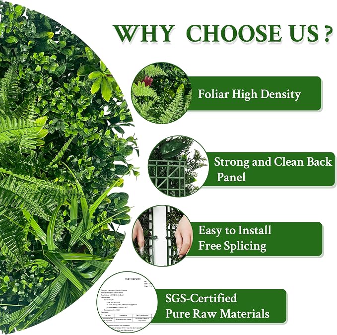 ODTORY Artificial Grass Wall Backdrop Panels: 20X20 in 8P UV-Anti Greenery - Image 4