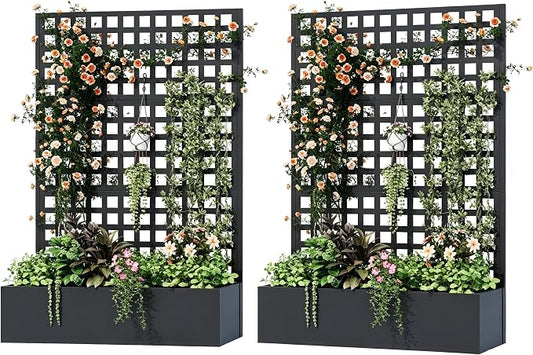 Metal Planter Box with Trellis, Planter Box Trellis with Privacy Screen and by UPHYB