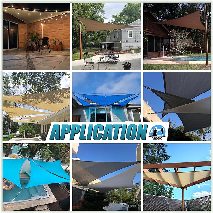 Amgo Custom Size 12' x 21' x 24.2' Green Right Triangle Sun Shade Sail UPF50+ AGTAPRT12, Order to Make Canopy Awning, 95% UV Blockage, Water & Air Permeable, Commercial Standard (We Customize)