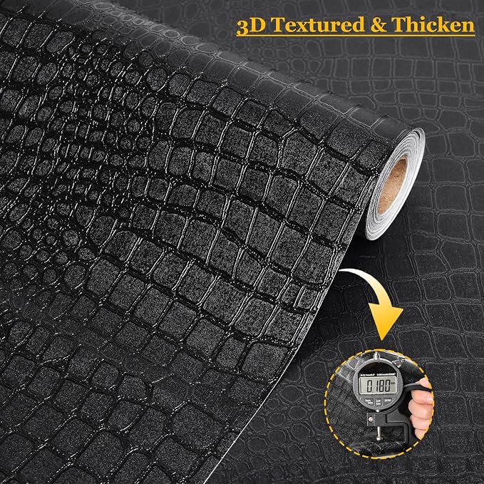 Fititem Black Peel and Stick Wallpaper 236inL 17.3inW Black Contact Paper - Image 4
