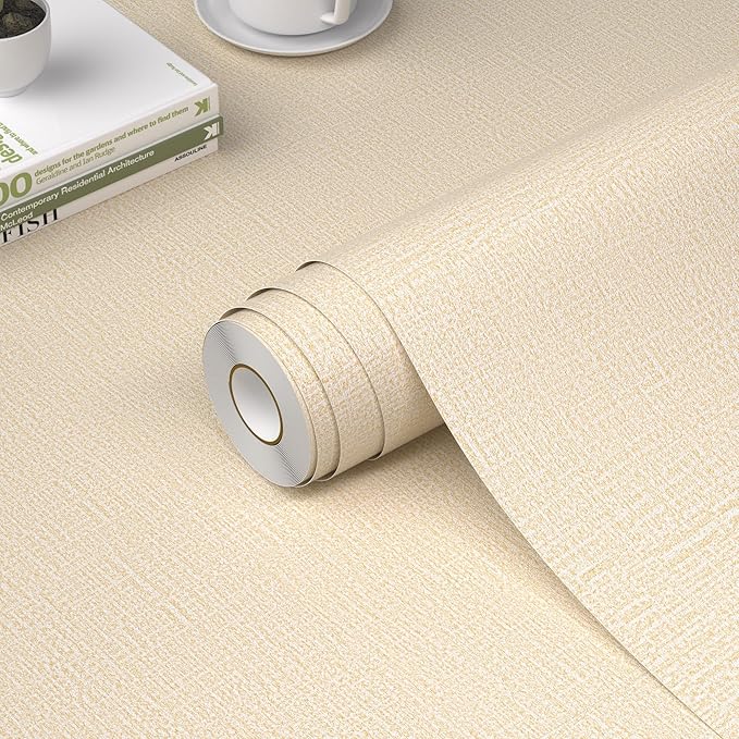 WADILE Grasscloth Peel and Stick Wallpaper 15.7in x 196.8in, Textured Contact by WADILE