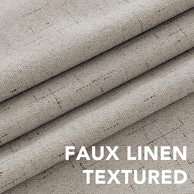 H.VERSAILTEX Linen Blackout Curtains Durable Thick Textured Linen Look 100% Blackout Patio Door Curtain Anti Rust Grommet Extra Wide Sliding Door Curtain Panel, W100 x L96 inch - Stone