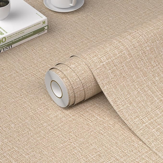 WADILE Grasscloth Peel and Stick Wallpaper 15.7in x 787.4in, Textured Contact by WADILE