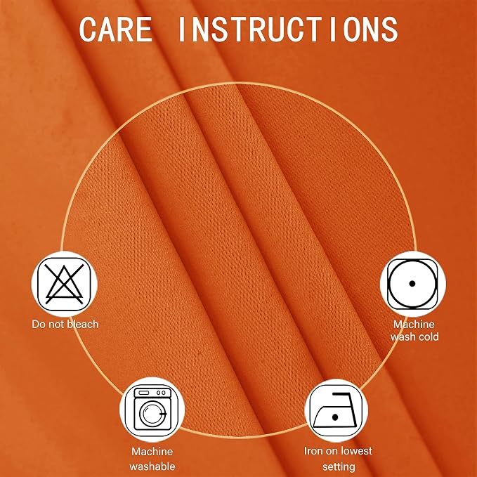 LEMOMO Blackout Curtains 52 x 95 inch/Orange Curtains Set of 2 Panels/Thermal - Image 4