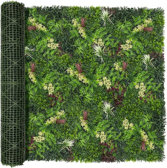 Artificial Ivy Boxwood Roll: 80"x120" UV Resistant Green Leaves Faux by DOPGIB