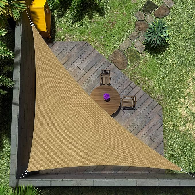 Amgo Custom Size 16' x 24' x 28.8' Sand Beige Right Triangle Sun Shade Sail UPF50+ AGTAPRT12, Order to Make Canopy Awning, 95% UV Blockage, Water & Air Permeable, Commercial Standard (We Customize)