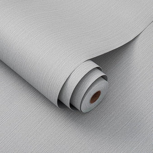24"x393" Grey Grasscloth Peel and Stick Fabric Textured Contact Paper Removable by LVSHI