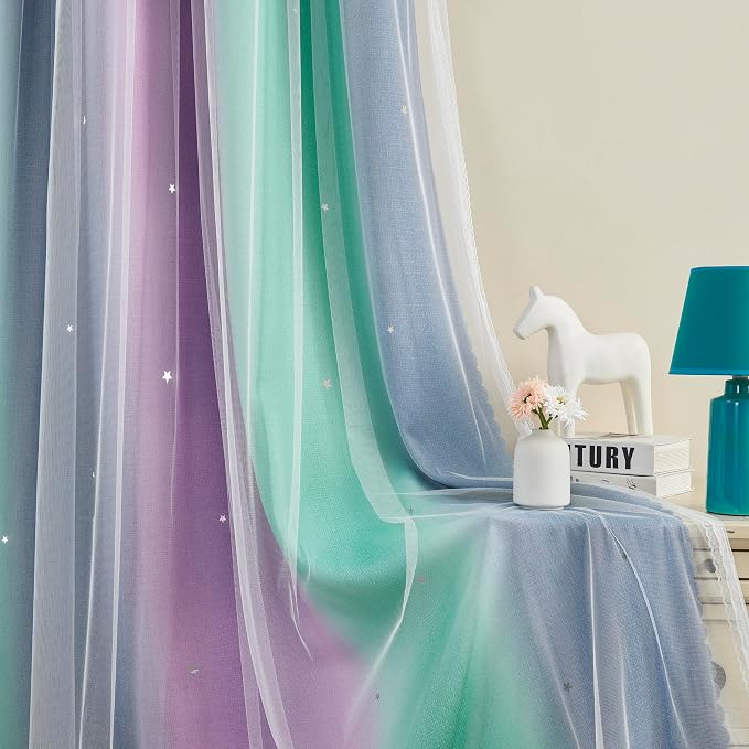 XiDi Purple, Unicorn Green Curtains - Image 7