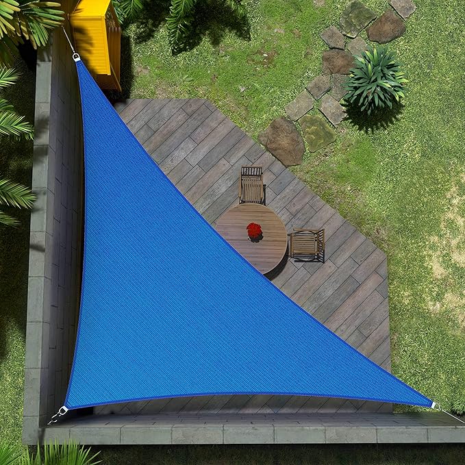 Amgo Custom Size 11' x 22' x 24.6' Blue Right Triangle Sun Shade Sail UPF50+ AGTAPRT12, Order to Make Canopy Awning, 95% UV Blockage, Water & Air Permeable, Commercial Standard (We Customize)