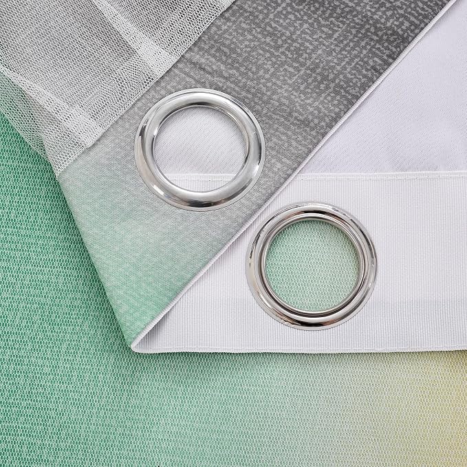 XiDi Curtains for Bedroom Decor, Rainbow GreenYellowGrey34/90/1 - Image 7