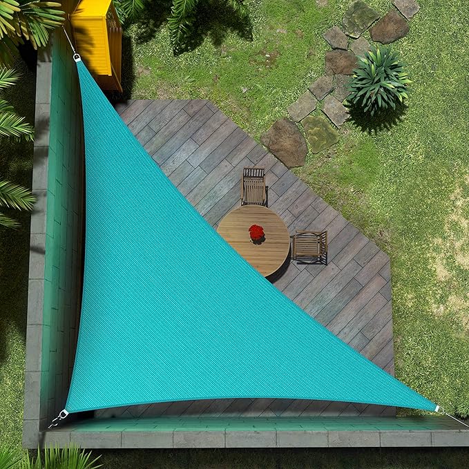 Amgo Custom Size 11' x 22' x 24.6' Turquoise Triangle Sun Shade Sail UPF50+ AGTAPRT12, Order to Make Canopy Awning, 95% UV Blockage, Water & Air Permeable, Commercial Standard (We Customize)