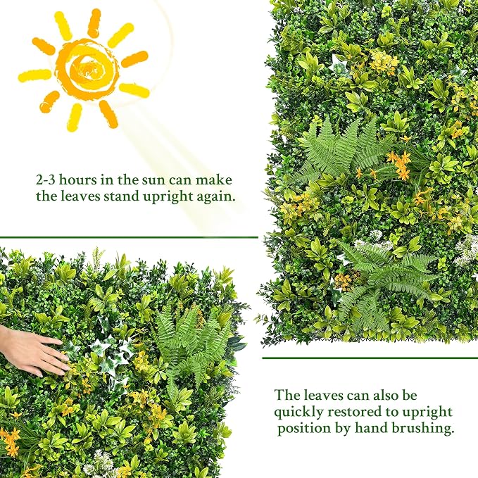 ODTORY Artificial Boxwood Hedges Panels: 20"x20" 8P UV-Anti Faux Greennery - Image 7