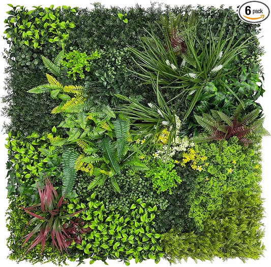 Artificial Grass Wall Boxwood Plant Panel: 20"x20" UV Resistant Green Leaves by DOPGIB