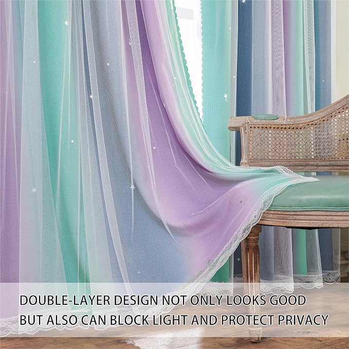 XiDi Purple, Unicorn Green Curtains - Image 2