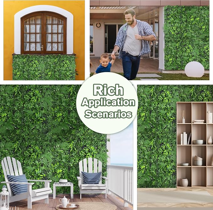 Artificial Green Boxwood Grass Wall Roll: 48"x120"（40SQFT） UV Protected Ivy - Image 6