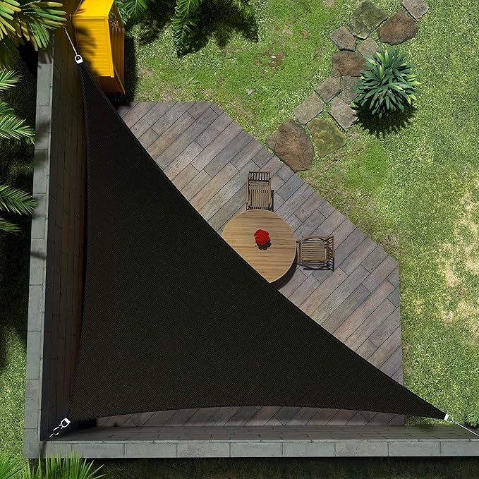 Amgo Custom Size 14' x 24' x 27.8' Black Right Triangle Sun Shade Sail UPF50+ AGTAPRT12, Order to Make Canopy Awning, 95% UV Blockage, Water & Air Permeable, Commercial Standard (We Customize)